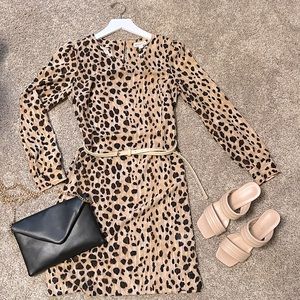 Long sleeve leopard dress